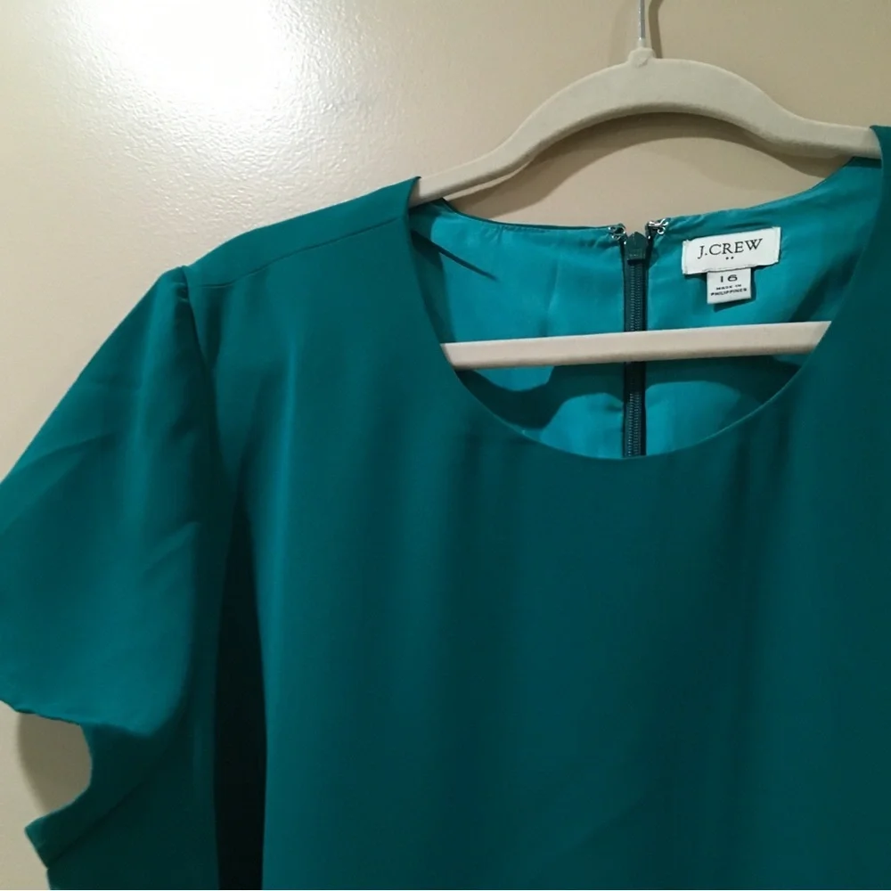 J.CREW Belted Suiting Dress Vivid Jade Green Short Sleeve Womens Size 16 New - Picture 7 of 7